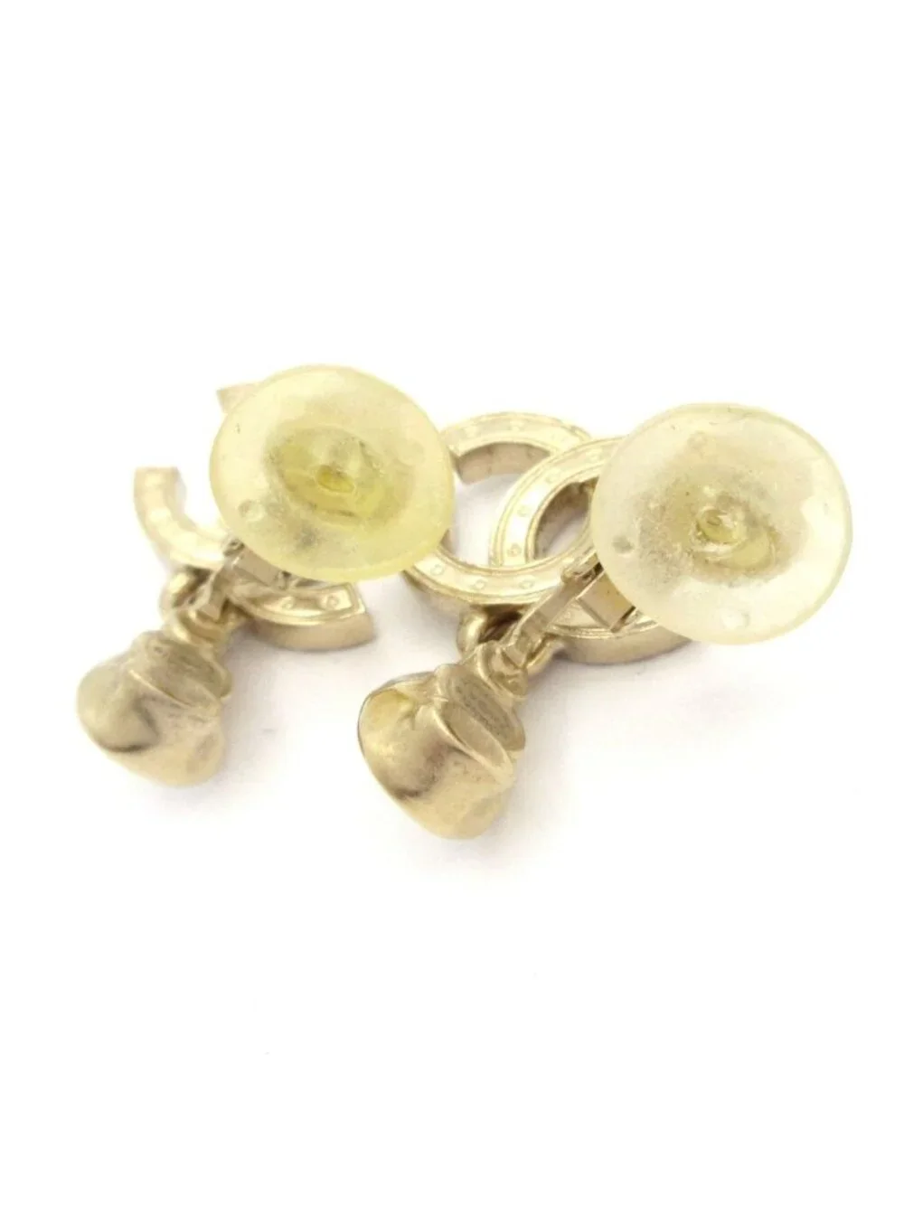 Chanel Earrings CC Logo Clear Gold
